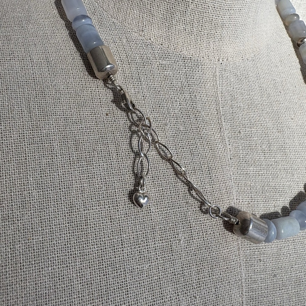 Jay King Blue Lace Agate Necklace Sterling Silver Clasp - Picture 6 of 12